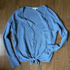 American Eagle Periwinkle/Baby Blue Tie Front Button Down Sweater/cardigan
